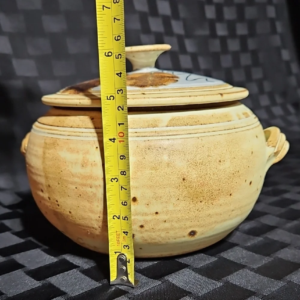 Signed Brooke Studio Art Pottery Stoneware Lidded Casserole Dish Tureen